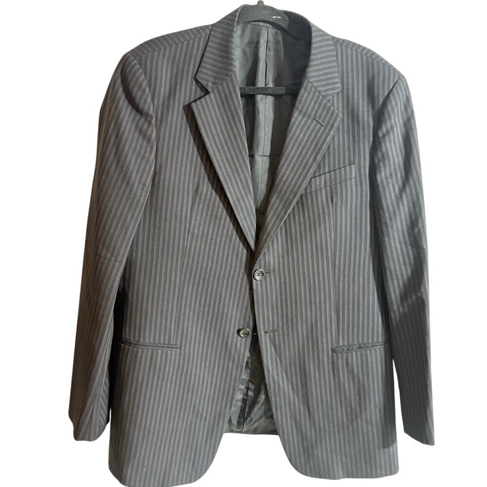 Armani Collezioni Pinstripe Wool‎ Blazer Italy Business Casual Office Luxe